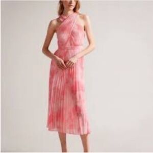 Ted Baker London Pink Pleated Midi Dress